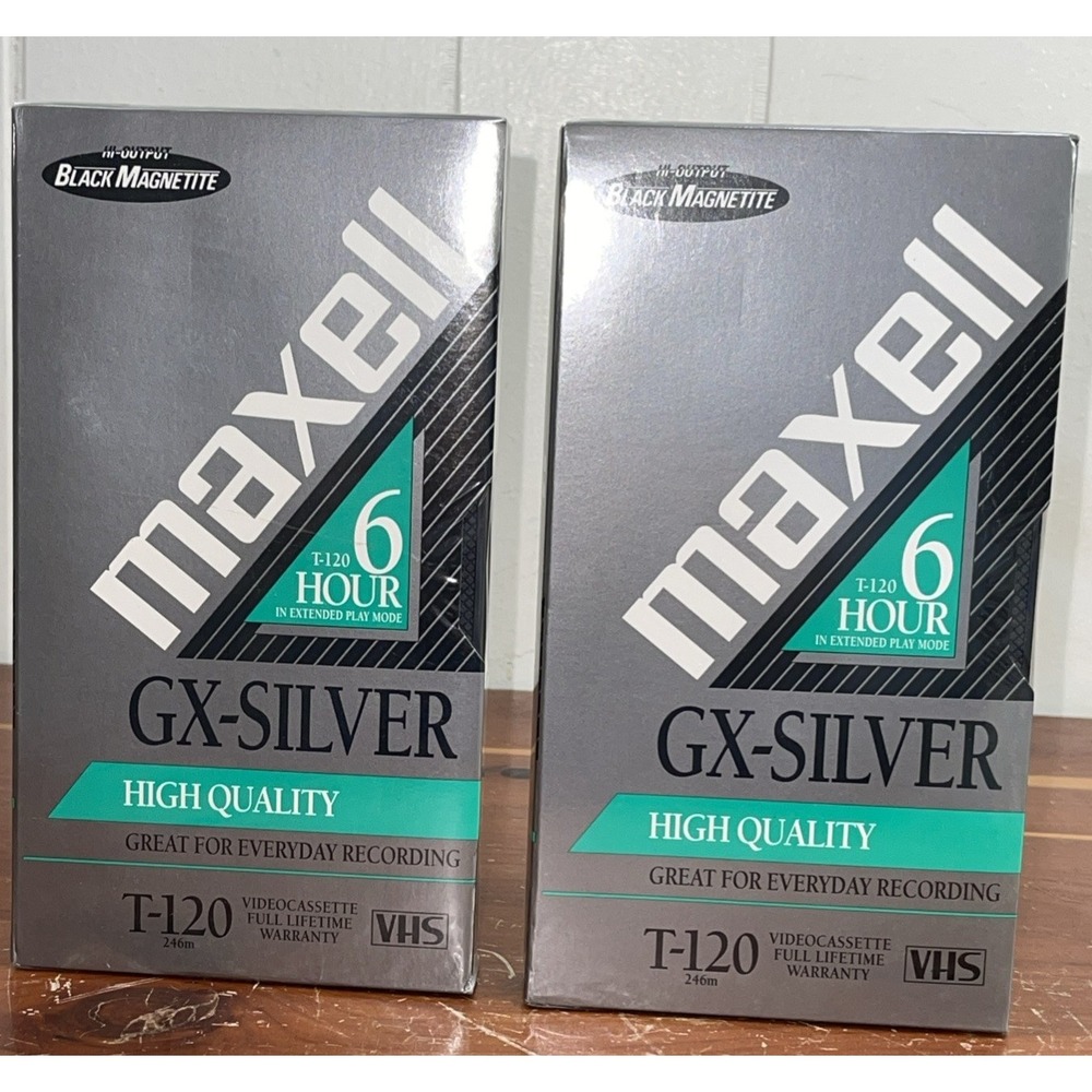 Lot of 2 Maxwell GX-Silver High Quality‎ T-120 6 Hour VHS Tapes